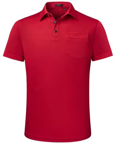 Enlision Poloshirt Herren Kurzarm Rot Polohemd mit Brusttasche Einfarbig Golf Activewear Poloshirts Casual Sommer Polo T-Shirt Männer Regular Fit XXL