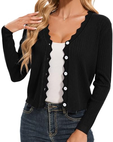 Cardigan Mujer con Botones Chaqueta Punto Mujer con Cuello en V Rebeca de Manga Larga Cárdigan Ligero y Elegante Sueter Jersey Primavera Otoño