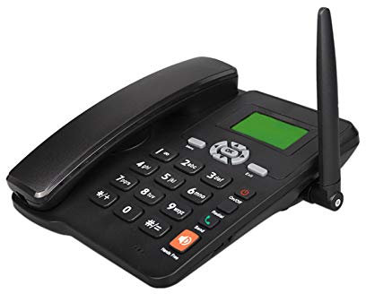 Klassisk skrivbordstelefon – trådlöst SIM-kort hemtelefon med nummerpresentation, återuppringning, handsfree, klar röst, radiofunktion, fyrhjuling