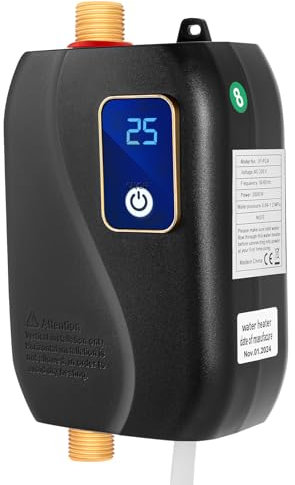 Chauffe-eau électrique instantané 3500 W 220 V - Mini chauffe-eau sans réservoir - Contrôle de la température (25-50 °C) - Avec affichage de la température - Chauffe-eau instantané - Pour salle de