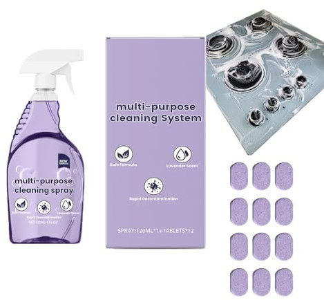 Sprays Nettoyants Multi-usages,Sprays Nettoyants avec Tablettes de Nettoyage Concentrées,Spray de Nettoyage tout Usage,Spray Nettoyant Multi-surfaces pour la Maison et la Cuisine,12 Tablettes
