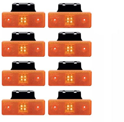 Generisch 8x LED Begrenzungsleuchten 24V Orange Positionsleuchten + Halterung E13 Prüfzeichen Markierung SMD Neu OVP Anhänger PKW LKW KFZ Landtechnik Traktor Schleppdienst