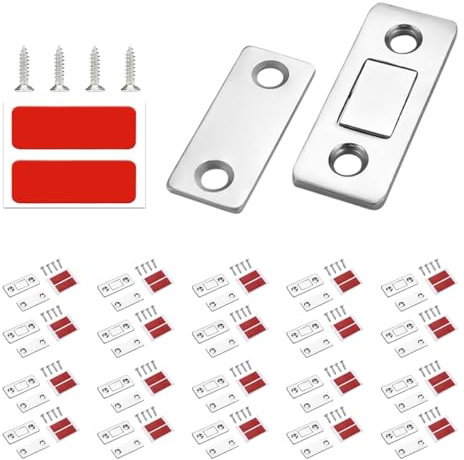 Merkaunis 20 Pack Magnetic Cabinet Door Catch, Ultra Thin Cabinet Door Magnetic Catch, Magnets Adhesive Drawer Latch with Double Sided Tape, Magnetic Drawer Catch for Kitchen Closet Drawer Wardrobe