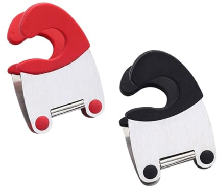 Ipetboom 2 pièces Pince Porte-cuillère Inox Résistant Chaleur pour Ustensiles Cuisine Support Compact et Portable pour Cuillère Spatule Pot Lot Rouge et Noir