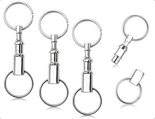OHYANYAO Lot de 3 Porte-Clés Détachables, Anneau Double Brisé en Métal à Ouverture Rapide, Idéal pour Cartes, Petites Poupées et Sacs à Dos (Argent)