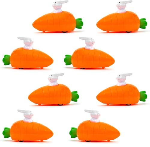 XIAOGUA 8 Pcs Voiture à Friction Lapin et Carotte, Mini Jouet de Rétrofriction pour Enfant Garçon Fille, Cadeau Invité Anniversaire Pochette Surprise Petits Jouets Fête des Enfants