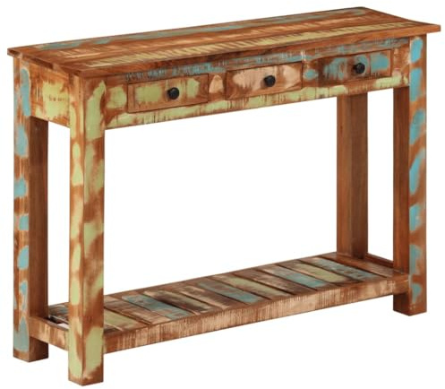 Augerqir Table console en bois massif vieilli 110 x 30 x 76 cm, armoire de salon polyvalente et armoire de rangement, armoire de ménage stable pour couloir et salon, armoire décorative polyvalente