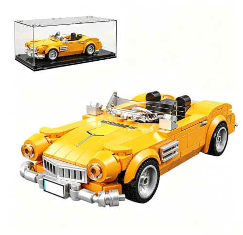 PHOEWON Vintage Cabrio Car Construction Block Set, 313 st | Klassisk retro bilmodellsats, med akrylskåp, för barn och vuxna 6+, samlarpresent till bilälskare