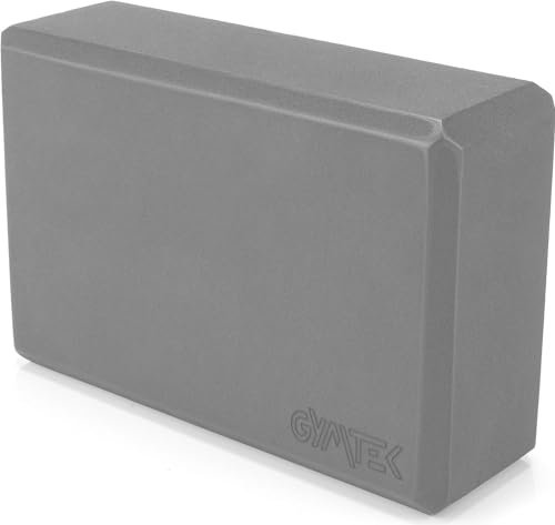Gymtek Yoga Block für Pilates Training und Anfänger, EVA-Schaum Yogablock, Hochwertige Klötze, Fitness Zubehör für Gymnastik, Joga und Meditation, Grau