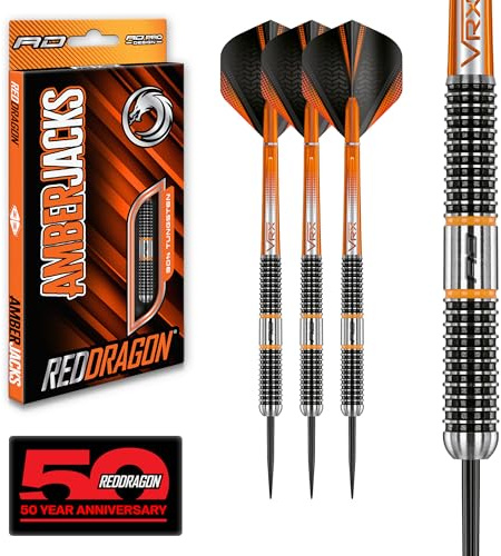RED DRAGON Amberjack 22g, 24g ou 26g Fléchettes Pointes Acier avec Ailettes et Tiges de Flechettes