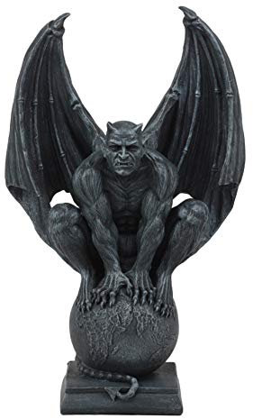 Ebros Teufelskulptur Greifen auf der Welt Lucifer Satan hockt auf dem Globus Statue, 29,8 cm hoch, okkultische Kirche des Satans