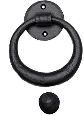 Türklopfer antik, groß, rund, handgefertigt aus Eisen, schwarz | EW012