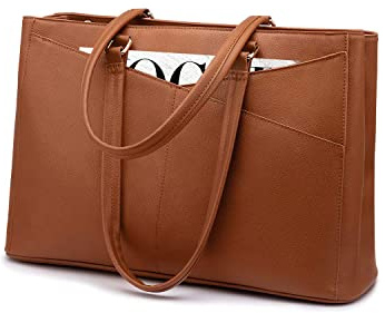 LOVEVOOK Laptop Tote Bag for Women,15.6 Inch Waterproof Computer Bags Women Business Office Work Bag Briefcase, Brown
