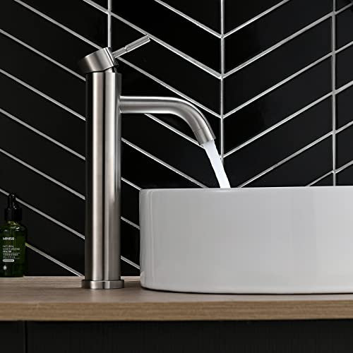 ZOOYYUE Wasserhahn Bad, Edelstahl Hohe Waschtischarmatur, Heißem und Kaltem Einstellbarer, Armatur Bad Mit PEX-Wasserhahnschlauch, Keramikventil, Wunderschöne Design.