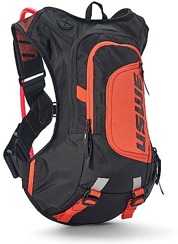 USWE Moto Hydro 8L Hydration Pack with 3.0L/ 100oz Water Bladder, a High End, Bounce Free Backpack for Enduro and Off-Road Motorcycle, Black Orange