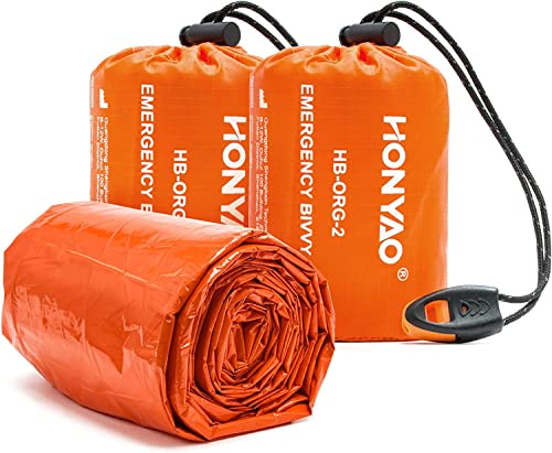 HONYAO Sac de Couchage de Survie, Sac de Couchage d'urgence, Bivvy de Survie Léger Camping en Plein air Randonnée (Orange)