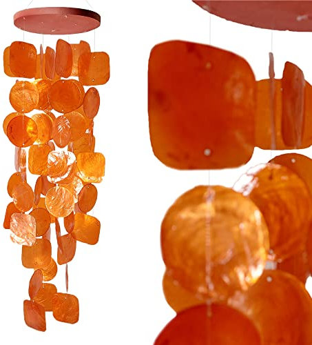 ART-CRAFT Capiz Muschel Kette Girlande orange als hänge Deko für Fenster oder deko Wohnzimmer Garten Dekoration Länge 70cm