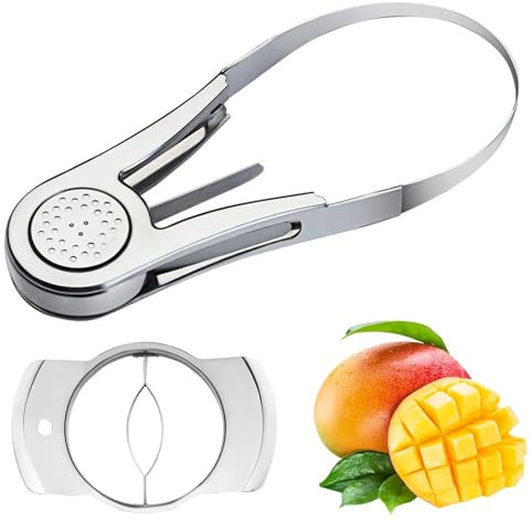 Angelkiss Mangoschneider, Edelstahl Mangoteiler, Extragroß, Ultrascharf, Tragbar, Schneider Fruchtkernentferner, Benutzt für Mango Teilen & Entkernen KüChenwerkzeug,
