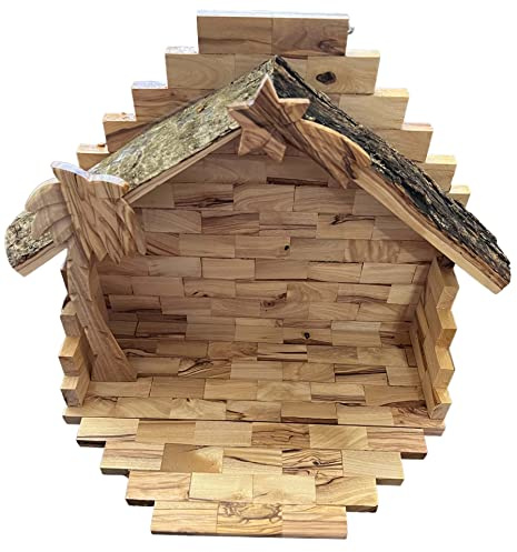 Large Olive Wood Nativity Set Manger Stable 11 Wide Made in Bethlehem