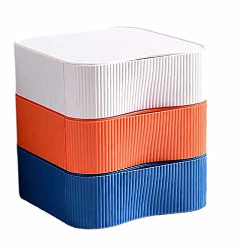 [3X] Caja de Cajones Apilable, Combinable Flexible, Caja de Almacenamiento de Escritorio, Caja Utensilios para Oficina Maquillaje Cosméticos Joyas, por Caja 23x22x8cm TKD8610-3x en 3 colores