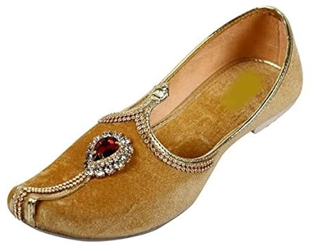 EthnicVibes - Zapatos punjabi indios tradicionales para hombre, color esmeralda, Dorado, 44.5 EU