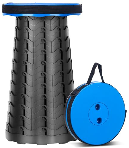 HIGSPE Tragbarer Klapphocker Klappbar, Aktualisiert Mini Teleskophocker 6,5~45cm Höhenverstellbar, Plastik Hocker Leichte Campinghocker für Outdoor Camping Angeln BBQ Küche