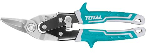 TOTAL - Tijeras Corta Chapa - Longitud de 250 mm - Corte Recto a Derechas - Adecuado Para Cortar Chapas de Aluminio o Acero Inoxidable - Capacidad de Corte de 0,7 a 1,2 mm - Cromo Molibdemo