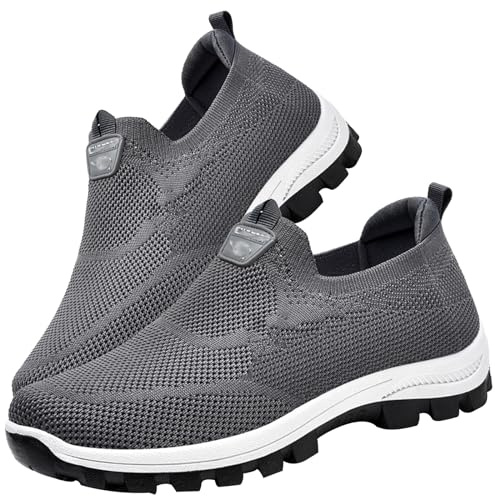 Aocase Scarpe Diabetici Uomo Estive Confortevole Sneakers Casual all'Aperto Comode Dimagranti Camminata Scarpe Slip On per Fitness Passeggiata Scarpe Larghe da Uomo,Grigio,39/245mm