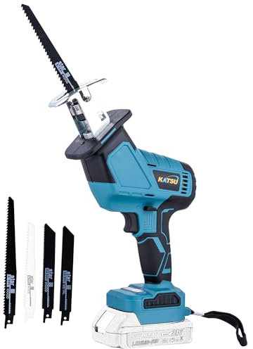 KATSU FIT-BAT Brushless Sierra Sable Inalámbrica 21V Mini Sierra Alternativa sin Escobillas y 4 Hojas de Sierra, para Metal Madera Tubería de PVC Poda de árboles, sin Batería