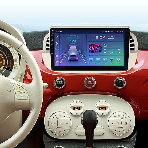 ACAVICA Autoradio per Fiat 500 2007-2015 Android 14 2+64GB - Schermo 9 1280x800 con Wireless CarPlay Android Auto - GPS Navigatore, Bluetooth 5.0, WiFi, DSP, Touchscreen