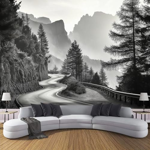 MIATCENRT Papel Tapiz Fotográfico Para Dormitorio Sala De Estar, Montañas Caminos Papel Tapiz Decorativo, Paisajes Naturales Papel Tapiz Fotográfico Tela De Seda 300Anx210Al Cm (No Autoadhesivo)