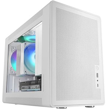 MARS GAMING MC-XPS, Case Gaming MicroATX Ultrapcompatta, Vetro Temperato + Pannelli Mesh, Ventola FRGB 120mm, Tecnologia Raffreddamento Mesh, Supporto Dual PSU ATX e SFX, Mini-Tower PC USB-C, Bianco
