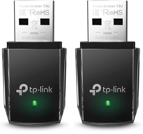 TP-Link Clé WiFi Puissante AC1300 Mbps, Adaptateur USB WiFi, dongle WiFi, USB 3.0 Double Bande, 2.4G / 5GHz, MU-MIMO, Compatible avec Windows 11/10/8.1/8/7/XP, Mac OS X, Archer T3U (Lot de 2)