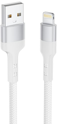 Câble iPhone, Cable Chargeur iPhone 2M Certifié MFi Câble Lightning USB Cable iphone Charge Rapide Nylon Tressé Fil Chargeur Lightning Cordon pour iPhone 14 13 12 11 Pro Max XS XR X 8 7 6 6s SE, iPad