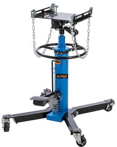 KATSU Tools Hydraulic Transmission Jack - 0.5 Ton Capacity, Telescoping Lift Up to 175cm, Swivel Wheels, Foot Pedal & Adjustable Saddle, for Car Garage Workshop Lift Hoist