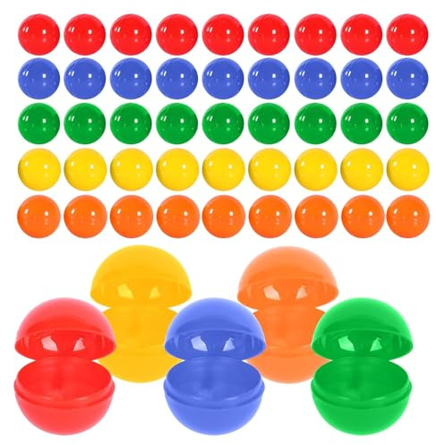 Lot de 50 balles de loterie à ouvrir, 3 cm, en plastique, à remplir, colorées, ornement sans nombre, boules de loto, boules de loto, cadeaux de fête
