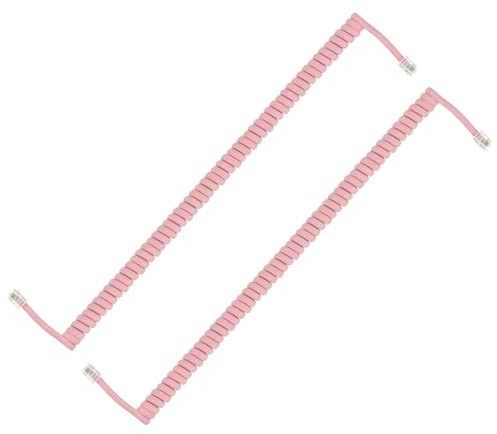 PATIKIL 2 Pack Cordon Téléphonique Poste Fixe, 13.1 Pieds(Enroulé 1.96 Pieds) RJ9/RJ10 4P4C Cordon Combiné Universel Câble Téléphonique Accessoire De Combiné, Rose Clair