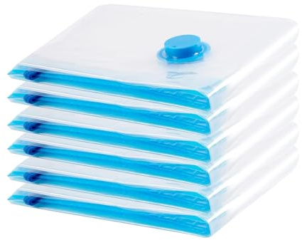 Lot de 6 sacs de rangement sous vide réutilisables pour linge de lit, couettes, matelas, tentes et articles de voyage (60 x 40 cm)