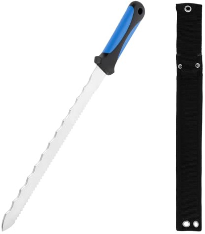 Couteau à Isolation 420mm – Couteau Isolant Lame 280 mm en Acier Trempé double melage – Ideal Laine de bois, de verre, de roche, Polystyrène, – Manche Ergonomique Antidérapant