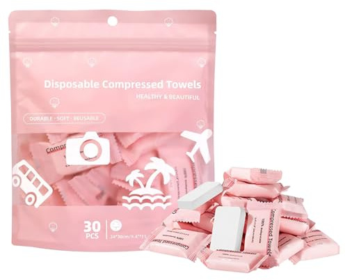 Komprimerade Ansiktshanddukar Absorberande Tissue 30 Stycken | Tvättlappar Tabletter Komprimerade Ansiktshanddukar för Hotell Camping Gym Spa Center Smink Skönhet och Duschar