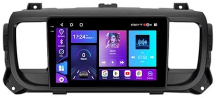 Android 15 2 DIN-bilradio med 9-tums pekskärm för Citroën Jumpy 3 SpaceTourer med backkamera, CarPlay, Bluetooth, FM RDS, GPS, SWC, 4G WiFi, 8+256G ljudsystem