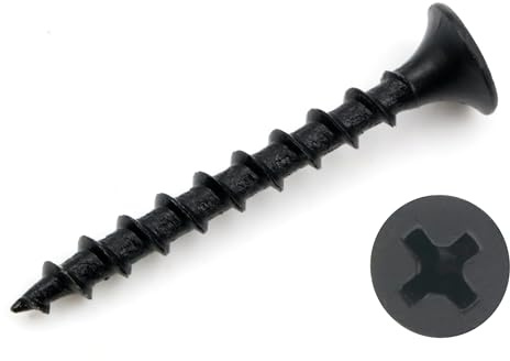 Design61 Snabbbyggskruvar grov gänga 3,9 x 35 mm gipsskruvar gipsskivskruvar gipsskiva skruv Rigipsskruvar torra väggskruvar stål härdat fosfaterade svarta 1000 stycken