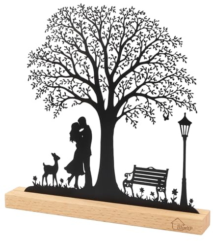 BlueXP Figura Pareja Romántica Metal Árbol Ciervo
