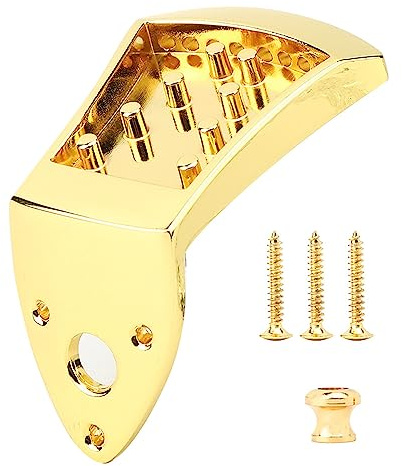 Mandolin Tailpiece 8 - String |Zinklegering guldpläterad för förbättrad hållbarhet och ton |Triangulär ändstycke för mandolin/Octave Mandolin/Bouzouki |med skruvar och mutter