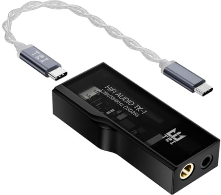 Yinyoo TRI TK1 bärbar DAC hörlursförstärkare dubbla CS43131 chip 32 bit/384 kHz DSD256 dongle DAC för Hi-Fi-ljud med USB-C till USB-C adapterkabel för 3,5 mm/4,4 mm hörlursuttag