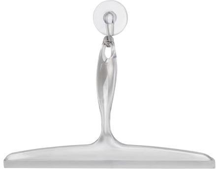 InterDesign Bathroom Squeegee for Shower, Glass Doors, Floors, Mirrors, with Suction Hook Holder, 12-Inch