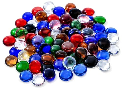 ARSUK 170-180 piezas piedras de vidrio multicolor 17-20 mm 955 g – guijarros decorativos para peceras, jarrones, jardín, manualidades, DIY, centros de mesa, decoración hogar, fiestas, bodas y acuarios