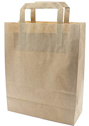 pack2go 250 Premium Bio pappersbärväskor med handtag papperspåsar påsar shoppingkassar shoppingkassar korsbottenpåse kraftpapperspåse brun 22 + 11 x 28 cm