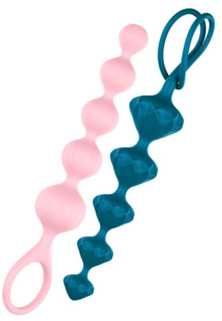 Satisfyer Beads | Set de Cadenas Anales de Silicona | Juguetes sexuales Forma ascendente | Juguetes eróticos para Pareja sexuales 20,5 cm, 2 Piezas | Hombre y Mujer