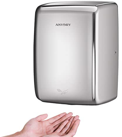 anydry 2803D Mini Elektrischer Händetrockner,Automatischer Händetrockner für Wandmontage,Hygienisch und Platzsparend.Polieren Edelstahl.1350W.